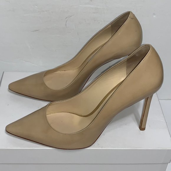 Jimmy Choo Romy Pointy Toe Nude Patent Pump Sz38.5 - Picture 4 of 10
